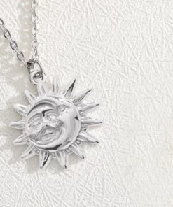 Stainless Steel Dainty Sun Pendant Necklace