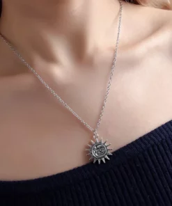 Stainless Steel Dainty Sun Pendant Necklace