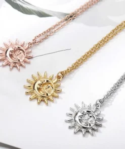 Stainless Steel Dainty Sun Pendant Necklace