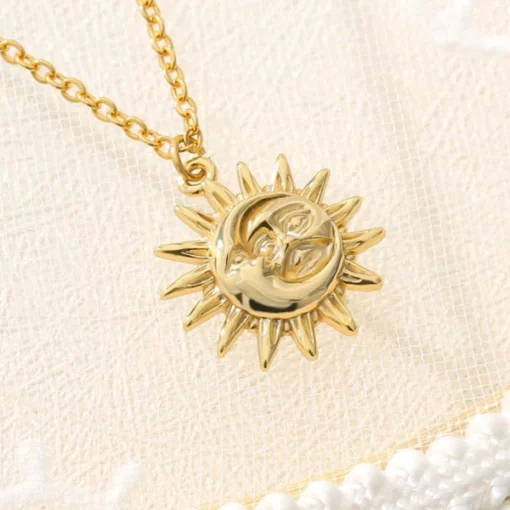 Stainless Steel Dainty Sun Pendant Necklace