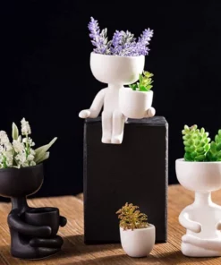 Human Shaped Ceramic Sitting Flower Pots