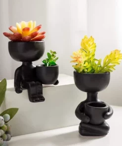 Human Shaped Ceramic Sitting Flower Pots