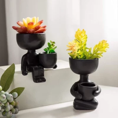 Human Shaped Ceramic Sitting Flower Pots