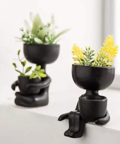 Human Shaped Ceramic Sitting Flower Pots