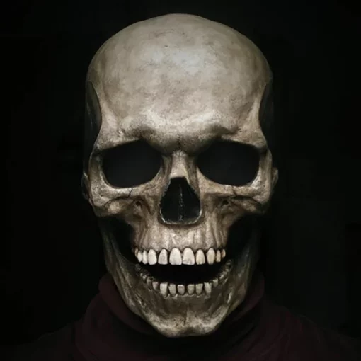 Realistic Human Skull Mask with Moving Jaw