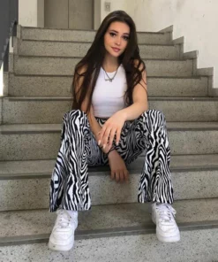 High Waisted Black And White 80's Zebra Pants