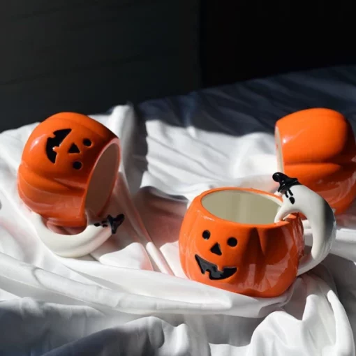 Adorable Pumpkin Mug with Ghost Handle