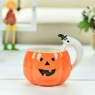 Adorable Pumpkin Mug with Ghost Handle