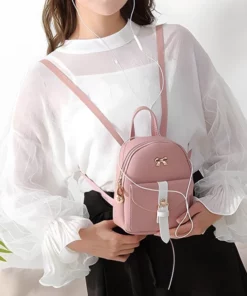 Adorable Mini Pink Leather Backpack