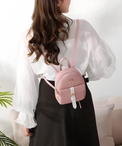 Adorable Mini Pink Leather Backpack