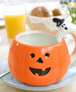 Adorable Pumpkin Mug with Ghost Handle