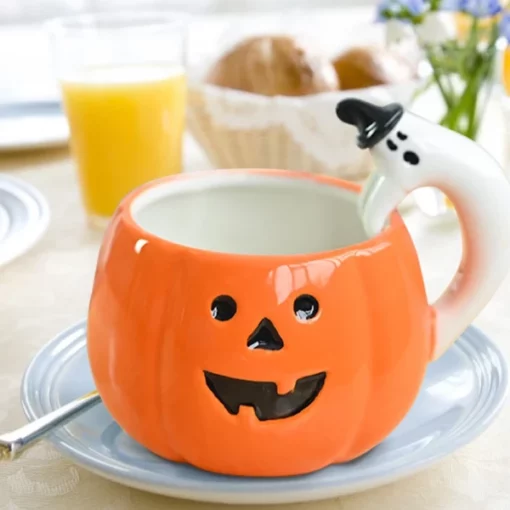 Adorable Pumpkin Mug with Ghost Handle