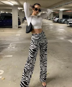 High Waisted Black And White 80's Zebra Pants