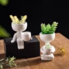 Human Shaped Ceramic Sitting Flower Pots