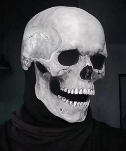 Realistic Human Skull Mask with Moving Jaw