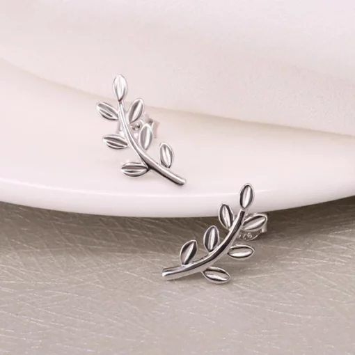 Curvy Leaf Branch Stud Earring - Image 6