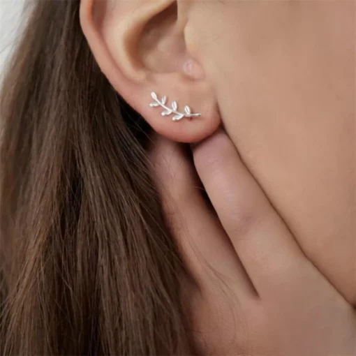 Curvy Leaf Branch Stud Earring