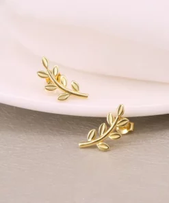 Curvy Leaf Branch Stud Earring