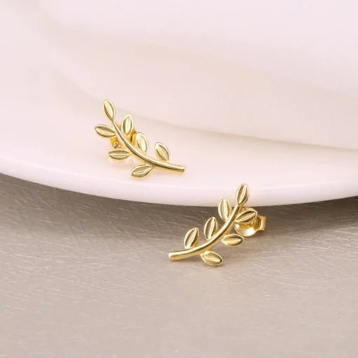 Curvy Leaf Branch Stud Earring