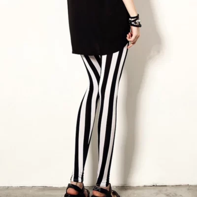 Black and White Vertical Striped Tights