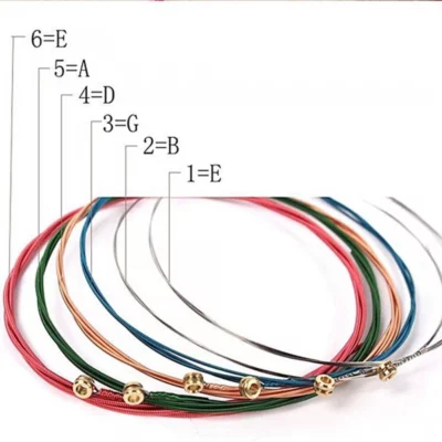 Multicolored Acoustic Guitar Strings