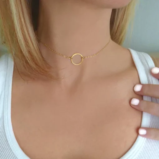 Delicate Gold Circle Choker