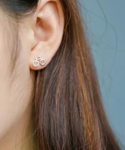 Dainty Silver Bicycle Earrings