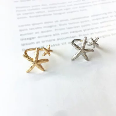 Adjustable Double Starfish Ring