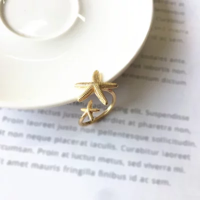 Adjustable Double Starfish Ring