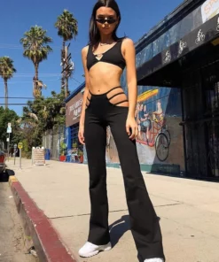 Black Strappy Pants