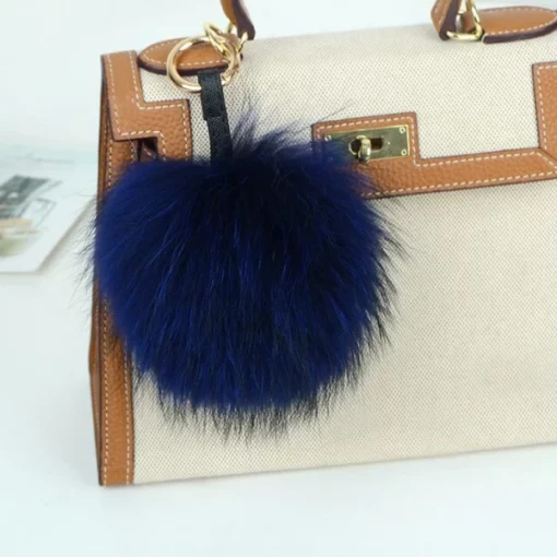 Fur Charm Puff Ball Purse Keychain