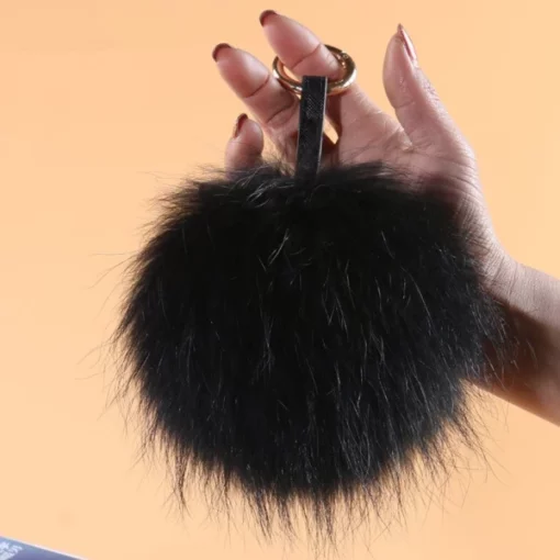 Fur Charm Puff Ball Purse Keychain