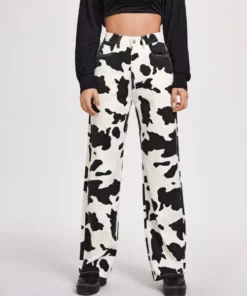 Vintage High Waist Cow Print Jeans