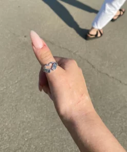 Realistic Silver Skull Hand Heart Ring