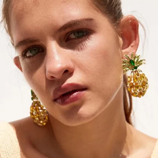 Beaded Pineapple Earrings For A Sparkly Charm