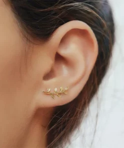 Curvy Leaf Branch Stud Earring