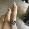 Realistic Silver Skull Hand Heart Ring