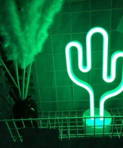 Glow In The Dark Neon Cactus Lamp & Desk Light With Detachable Base