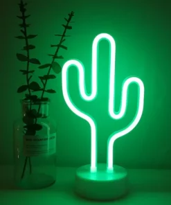 Glow In The Dark Neon Cactus Lamp & Desk Light With Detachable Base