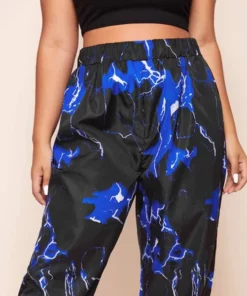 Polyester Lightning Bolt Print Pants