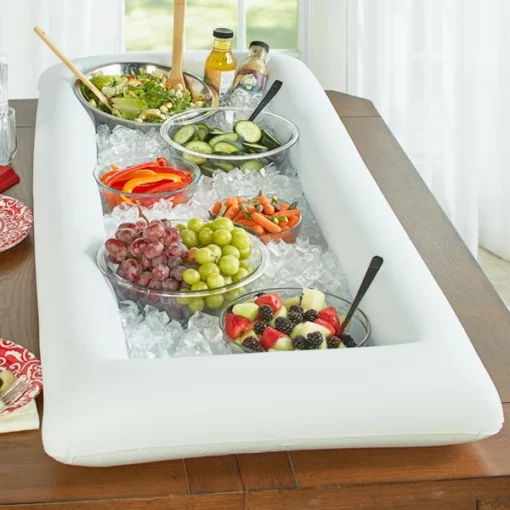 Inflatable Buffet Cooler Tray With Drain For Parties, Tailgating & Camping