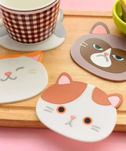 Cat Shaped Tea Coaster Cup Mat