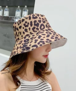 Unisex Reversible Leopard Print Bucket Hat