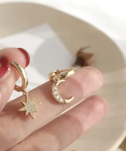 Star & Crescent Moon Hoop Earrings