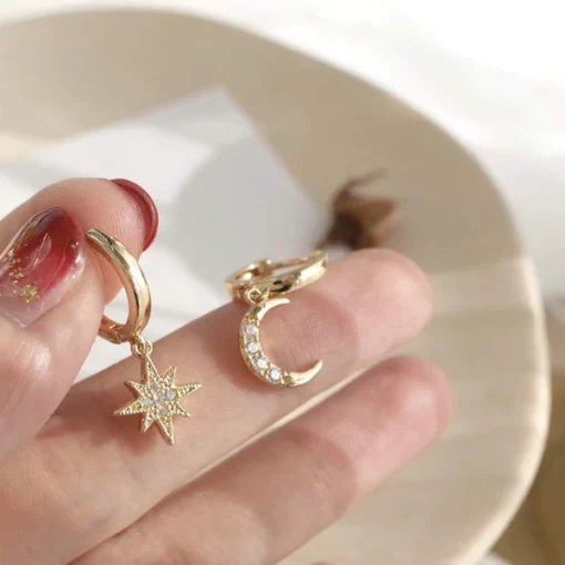 Star & Crescent Moon Hoop Earrings