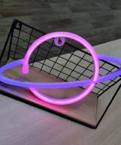 Whimsical Neon Planet Wall Light