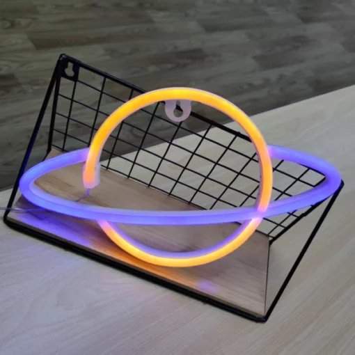 Whimsical Neon Planet Wall Light