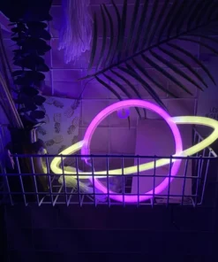 Whimsical Neon Planet Wall Light