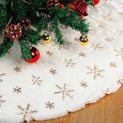 White Snowflake Tree Skirts Christmas Decor