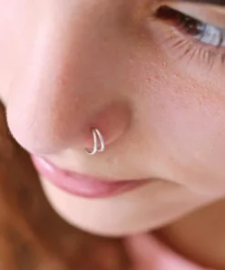 Single Piercing Double Hoop Nose Ring